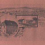 Bild0733 Ein Gruß aus Bleidenstadt. Gasthaus zum Goldenen Engel (J. Mehler). Entwurd von Bauer & Kramer Hoechst a. M. Das Original ist DINA4 und auf rotem dickem Papier...